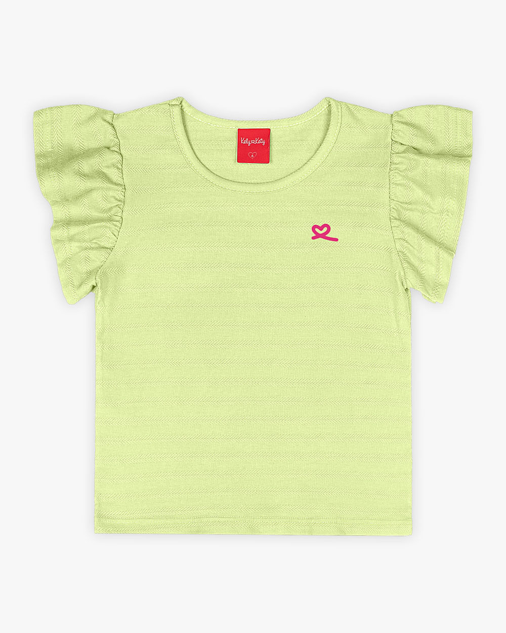 Blusa Infantil em Algodão com Babado Manga - Kely Kety - Matcha