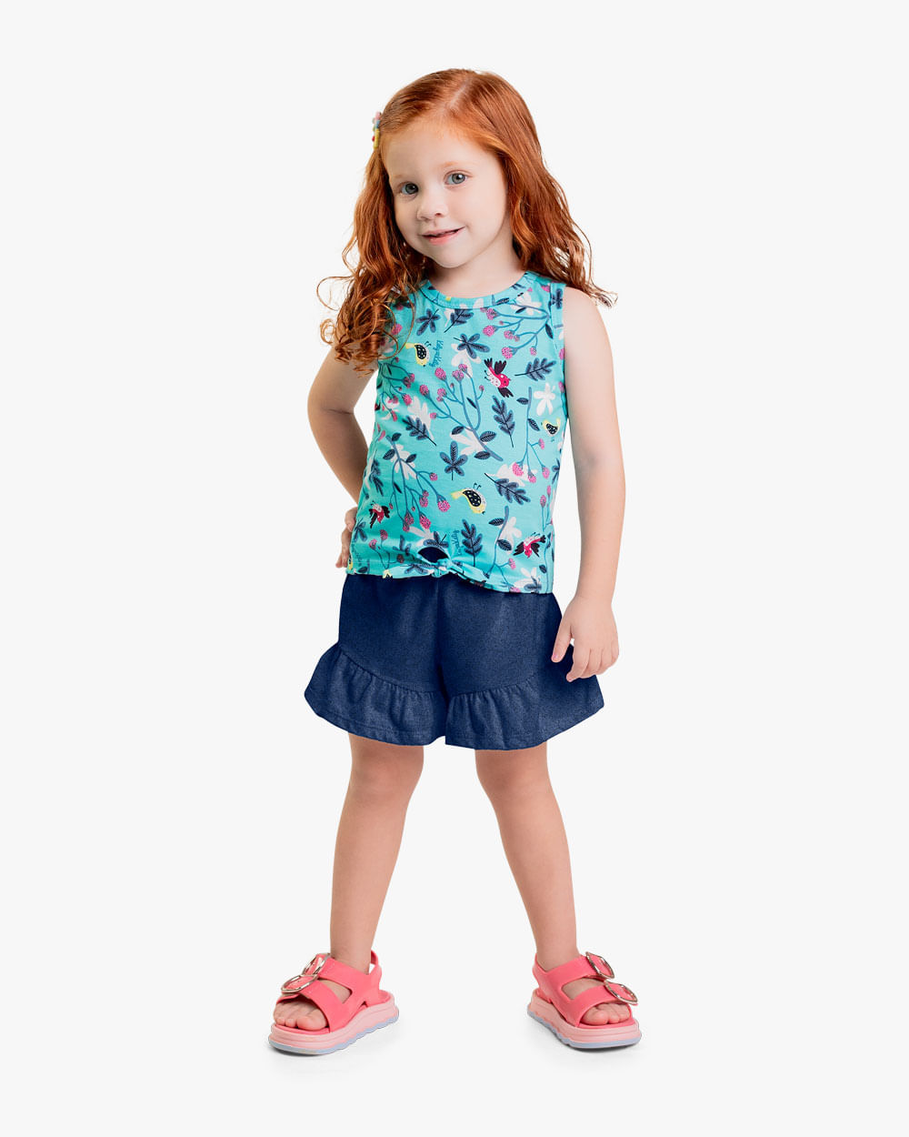 Regata Infantil Feminina Estampa Floral - Kely Kety - Tifany