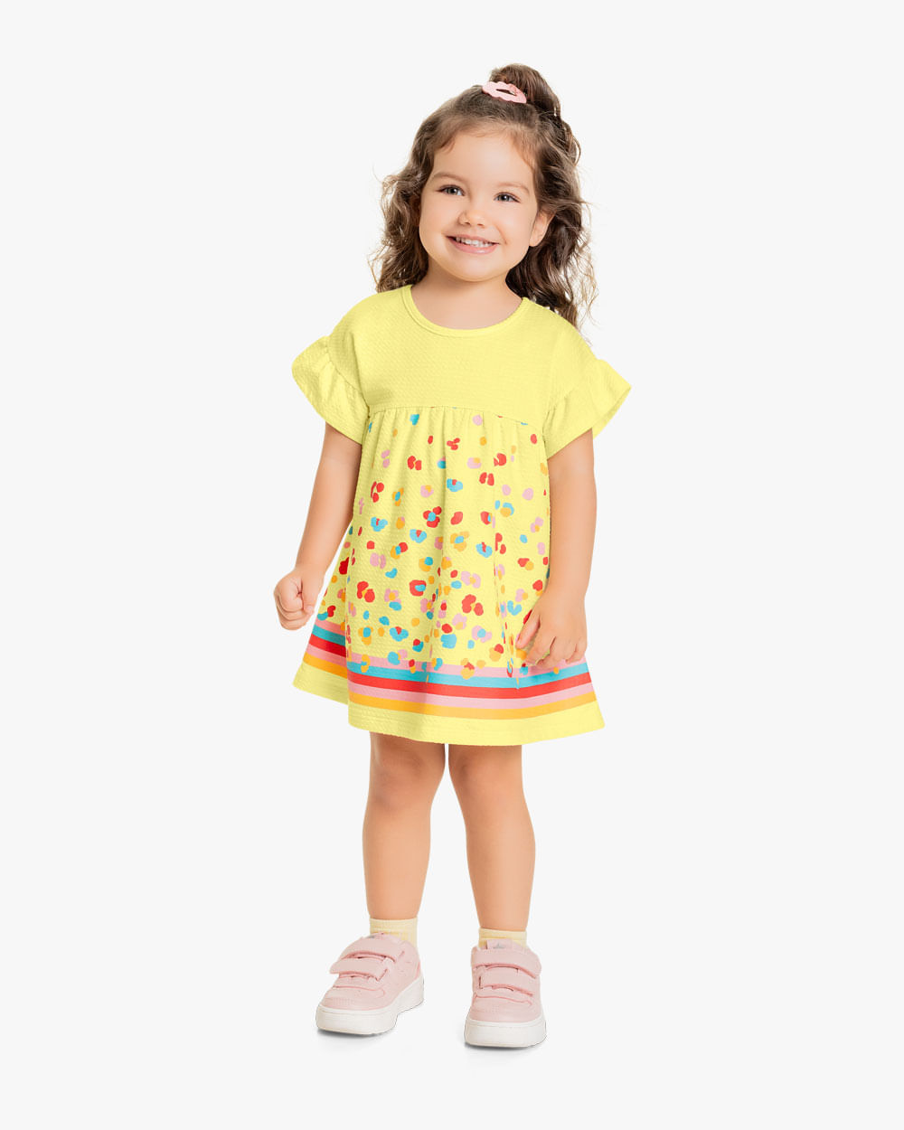 Vestido Infantil Estampado Malha Texturizada - Kely Kety - Pinacolada