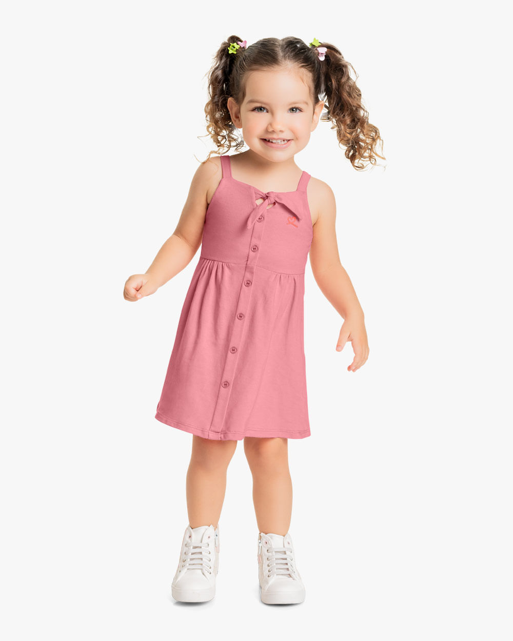 Vestido Infantil em Cotton com Amarração - Kely Kety - Bala de Goma