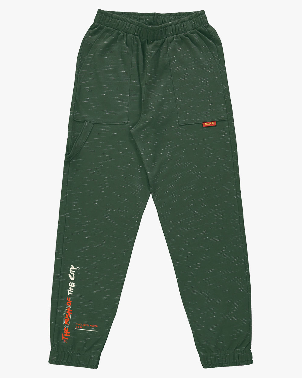 Calça Jogger Juvenil Masculina em Moletinho Estampa Barra - BaseD - Basílico