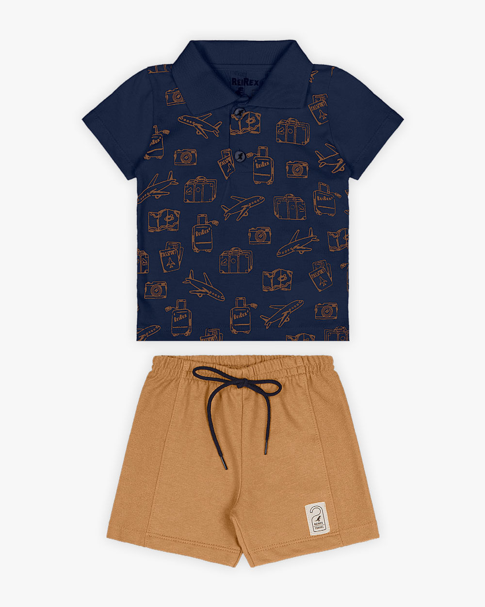 Conjunto Bebê Menino Camisa Polo e Bermuda - ReiRex - Oxford