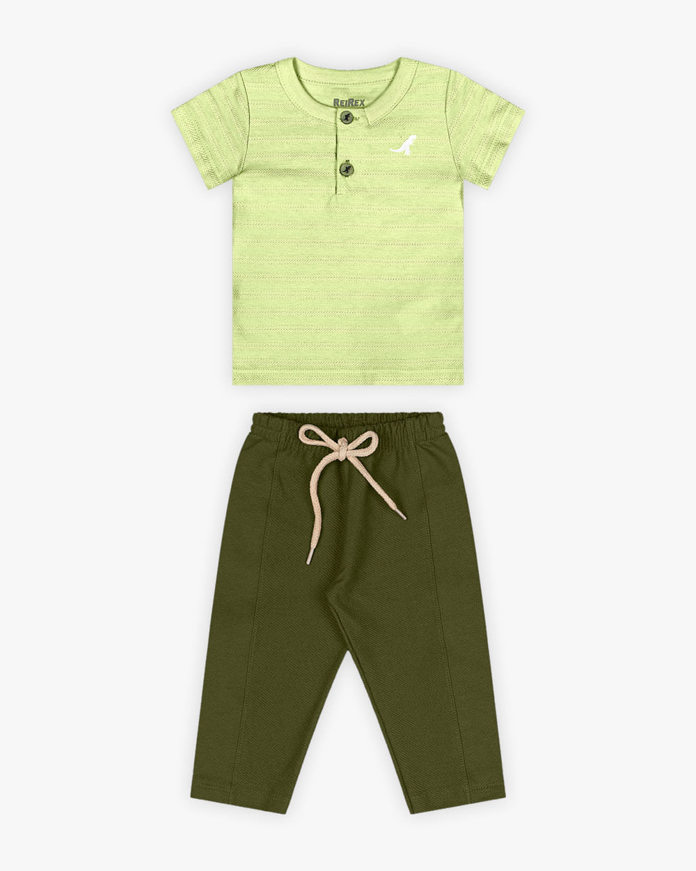 Conjunto Bebê Menino Camisa Gola Padre e Calça - ReiRex - Matcha