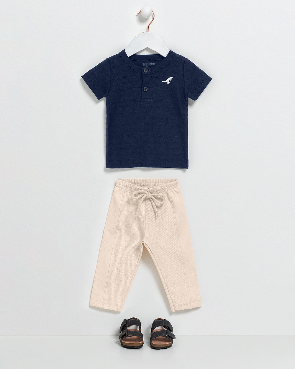 Conjunto Bebê Menino Camisa Gola Padre e Calça - ReiRex - Oxford