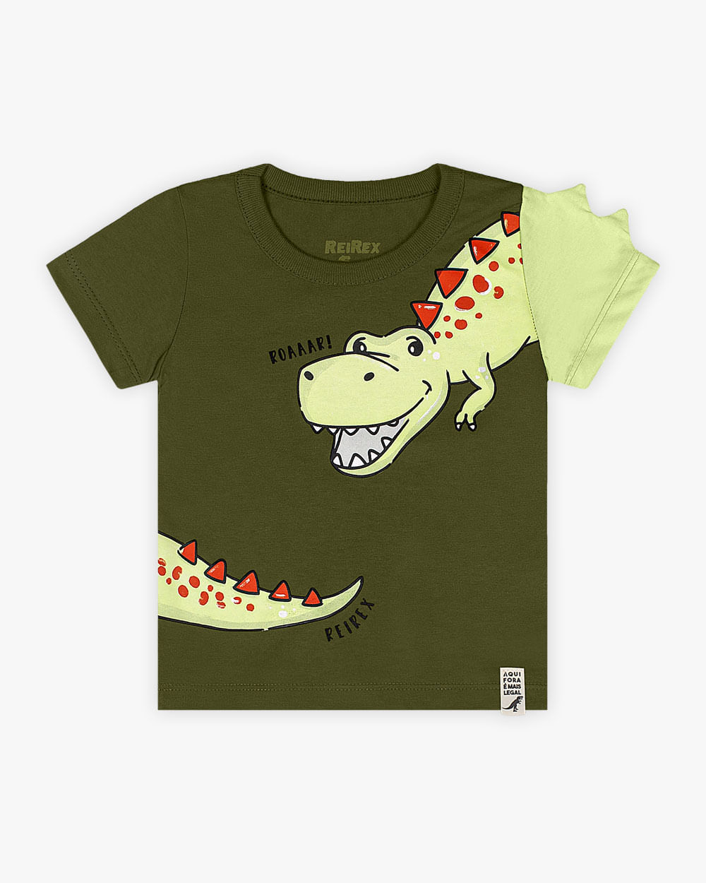 Camiseta Bebê com Estampa Dinossauro e Escamas - ReiRex - Oliveira