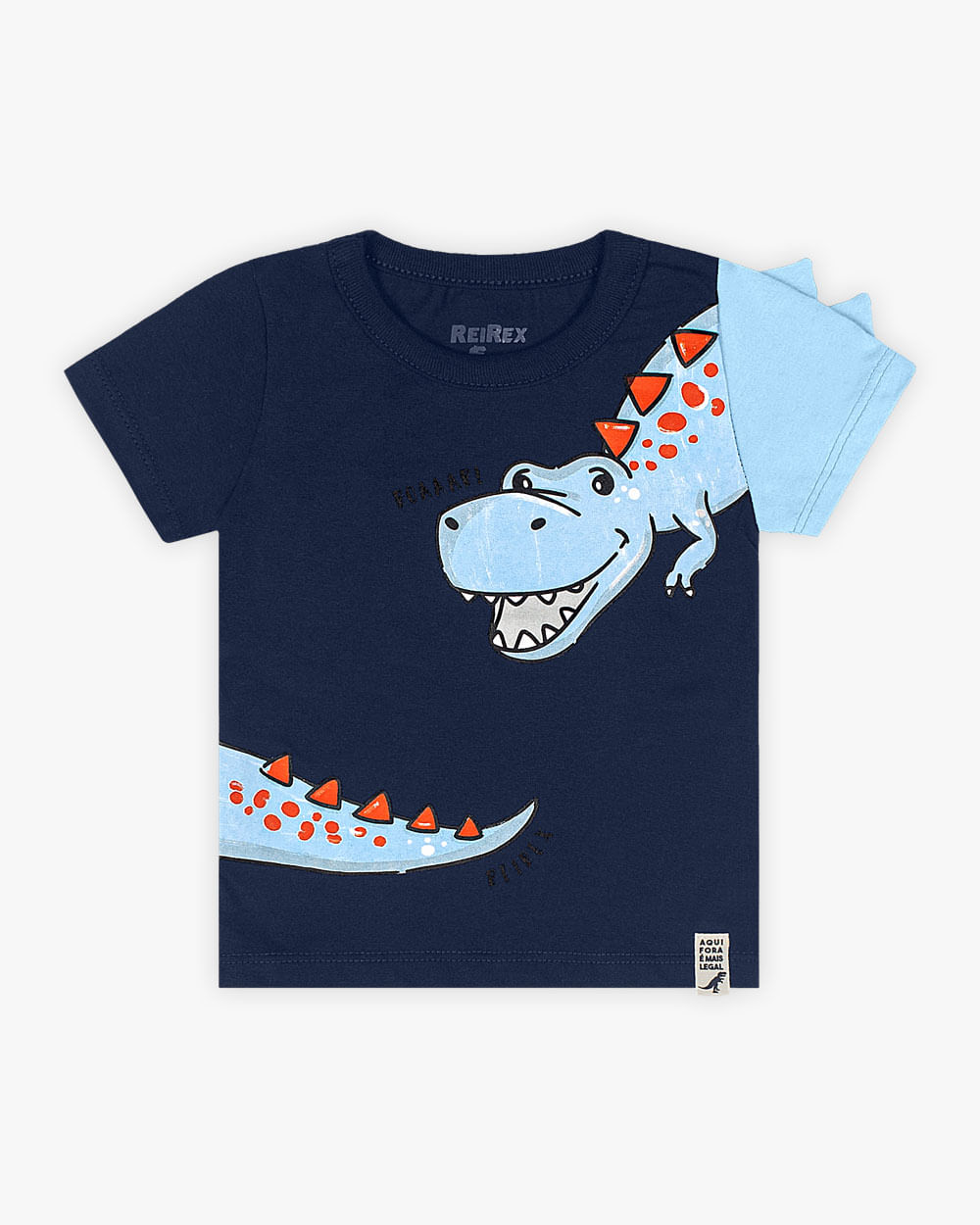 Camiseta Bebê com Estampa Dinossauro e Escamas - ReiRex - Oxford