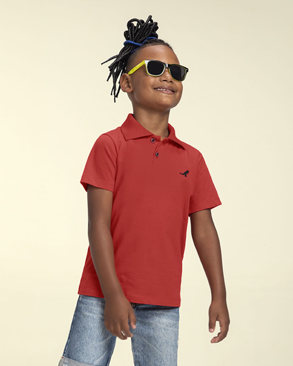 Camisa Polo Básica Infantil Masculino - ReiRex - Tomato