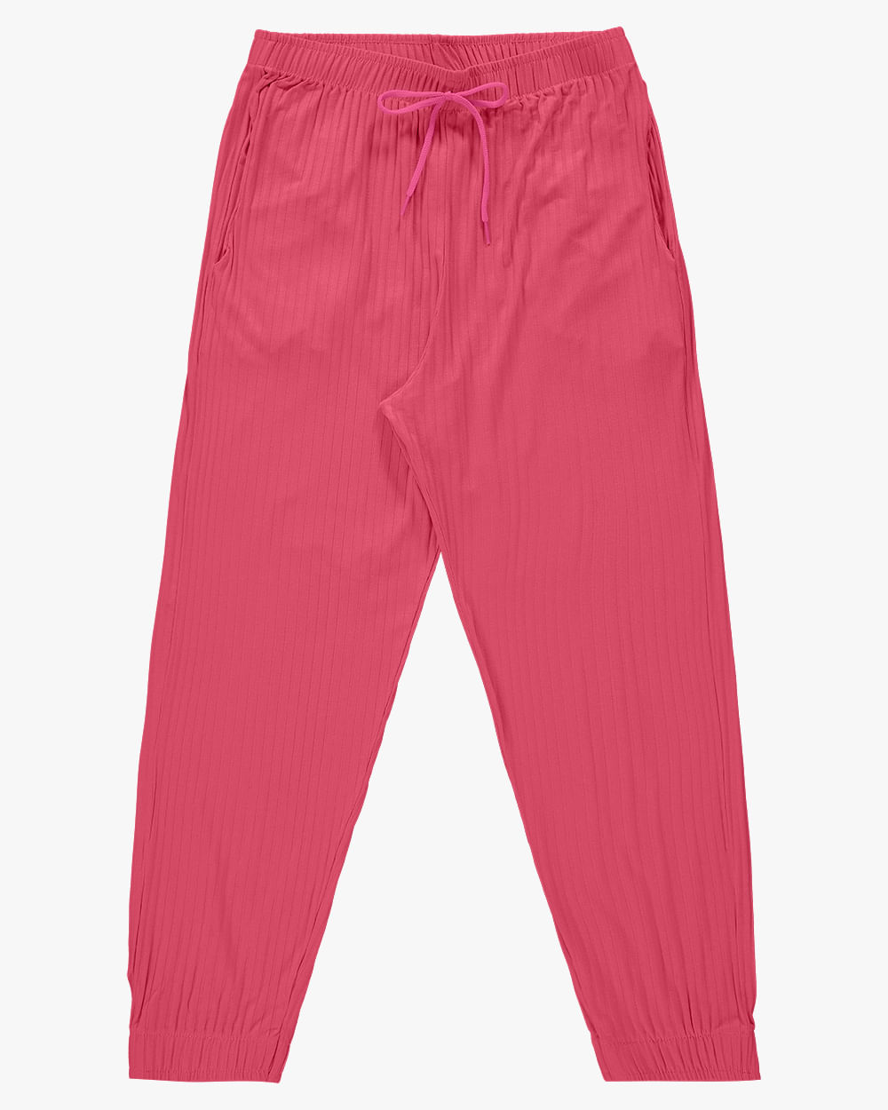 Calça Jogger Feminina Juvenil Canelada com Bolso - BaseD -Rosa