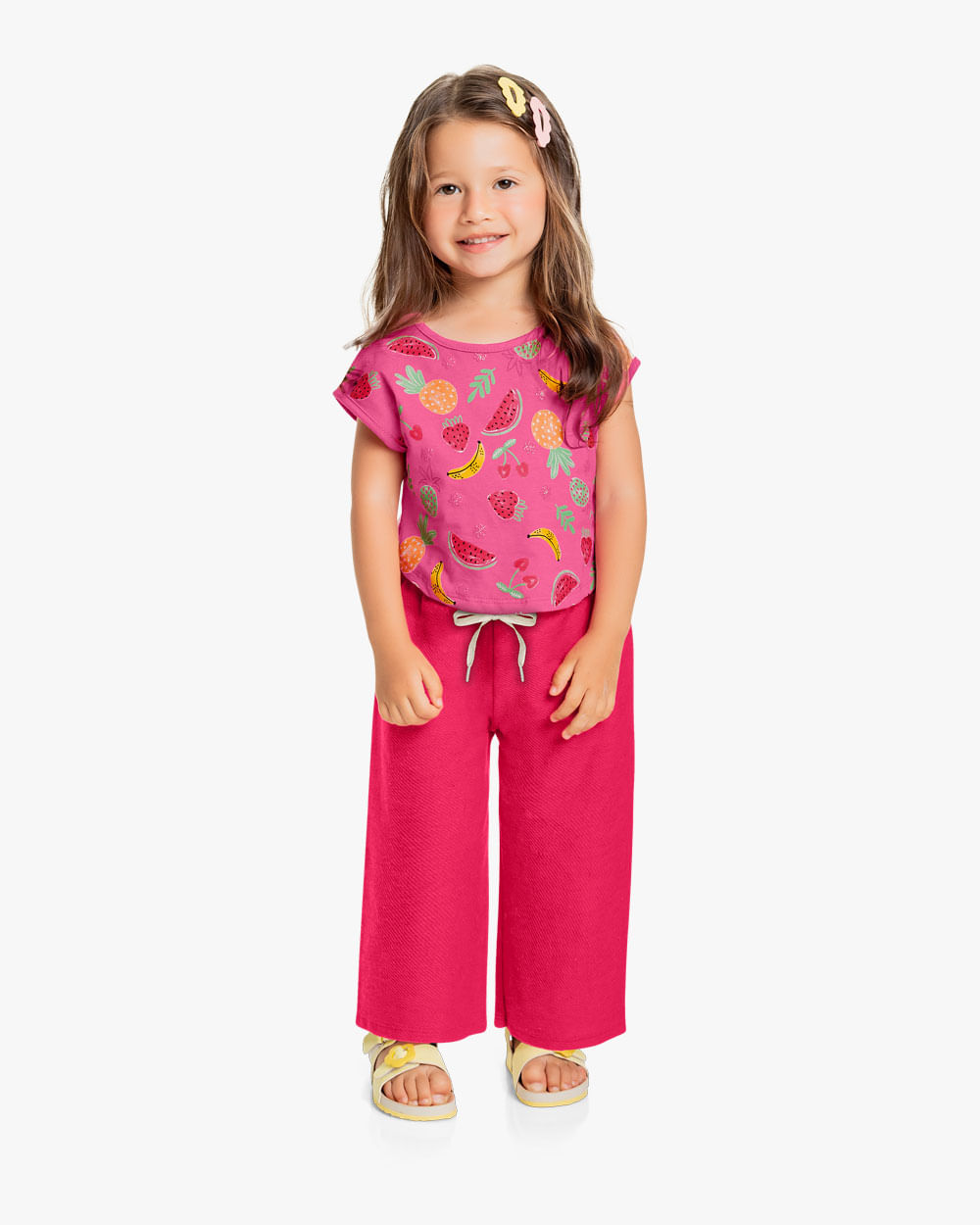 Blusa Infantil em Meia Malha Estampa Frutas - Kely Kety -Blossom