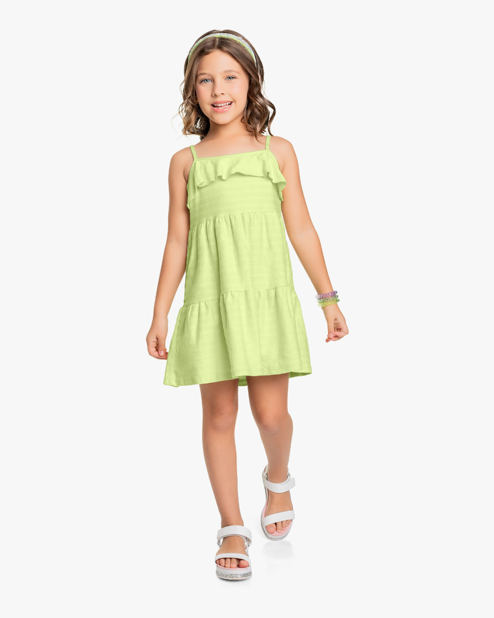 Vestido Infantil com Babados - Kely Kety - Matcha