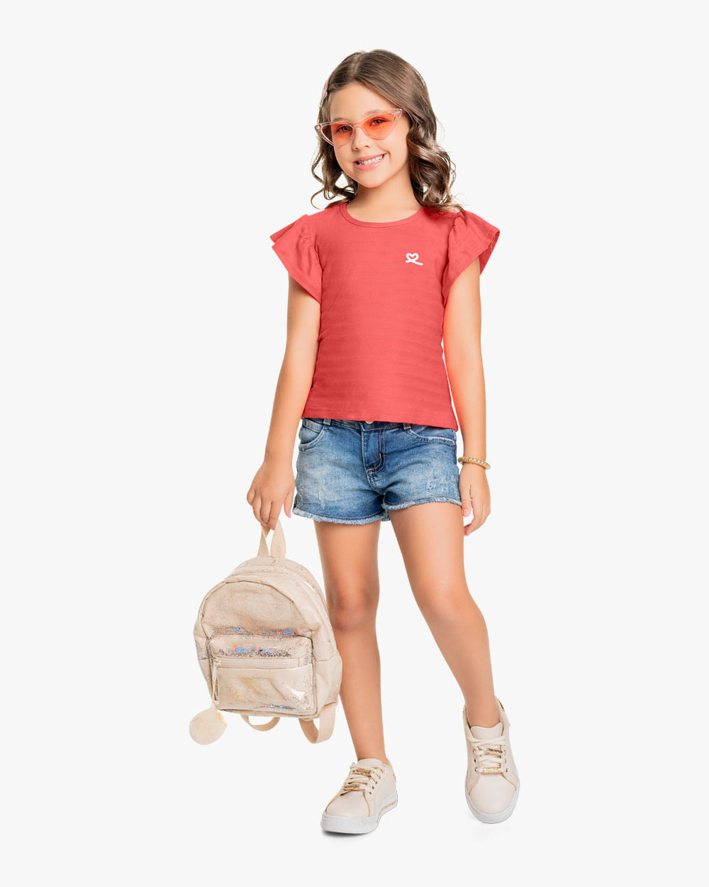 Blusa Infantil em Algodão com Babado Manga - Kely Kety - Lagosta