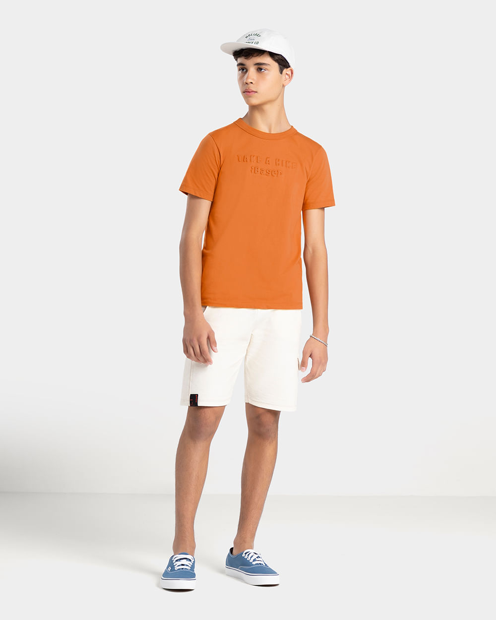 Bermuda Juvenil Masculina em Moletinho Sarjado - BaseD - Off White