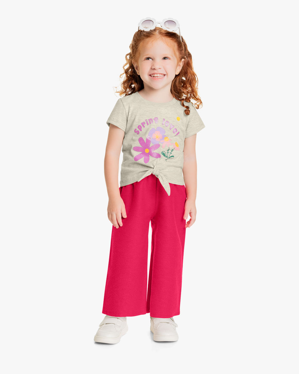 Blusa Infantil com Amarração Estampa Flores- Kely Kety - Mescla