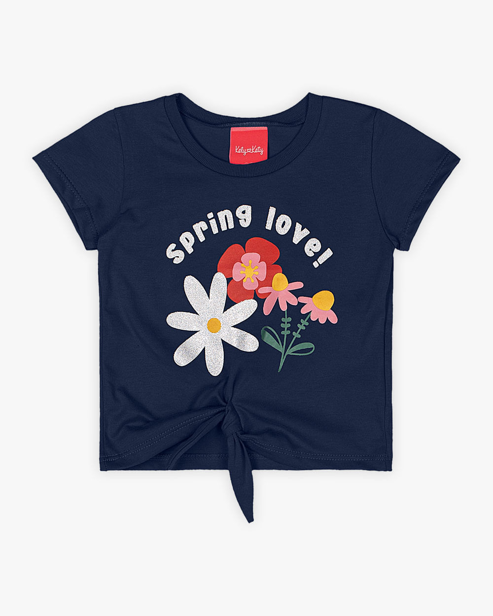 Blusa Infantil com Amarração Estampa Flores- Kely Kety - Oxford