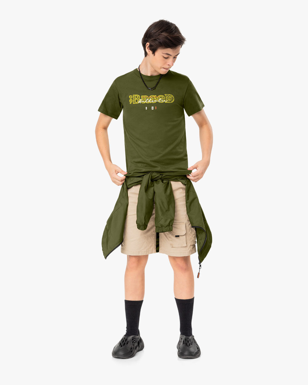 Camiseta Masculina Juvenil com Estampa Relevo - BaseD - Oliveira