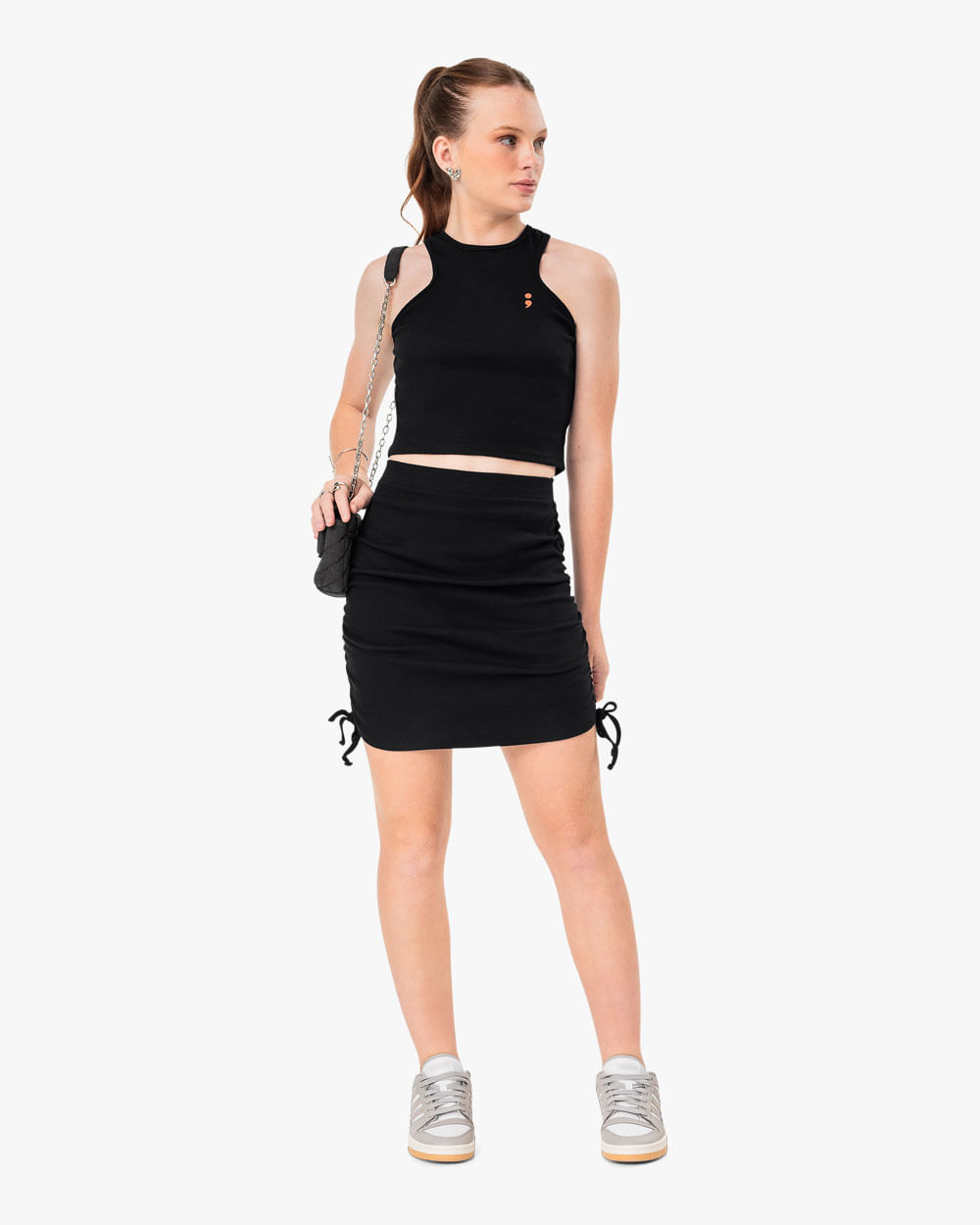 Regata Feminina Juvenil Halter Neck Canelada - BaseD - Preto