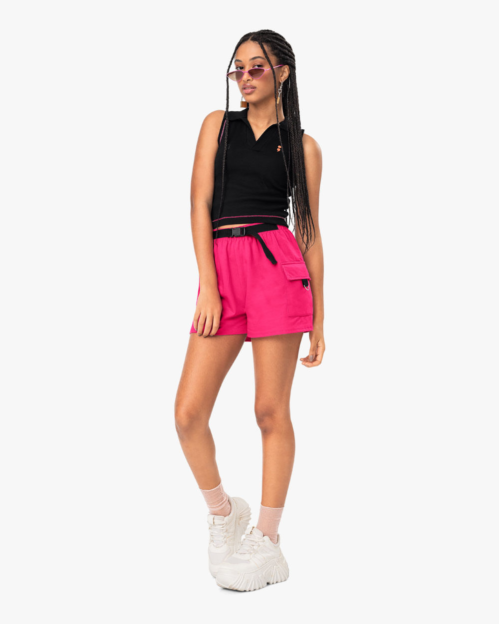 Conjunto Juvenil Feminino Regata Polo e Shorts - BaseD - Preto