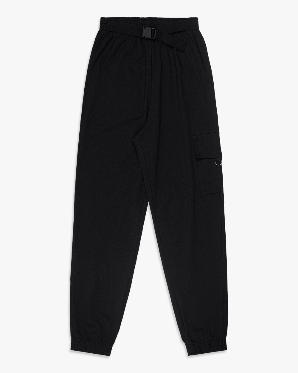 Calça Jogger Feminina Juvenil em Viscose Linho - BaseD - Preto