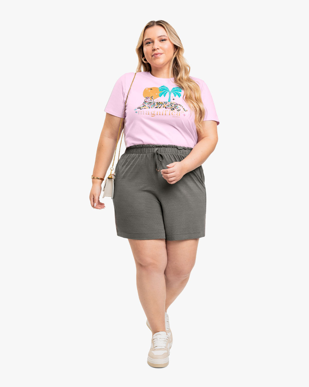 Camiseta Feminina Plus Size com Estampa - Cereja Rosa - Astral