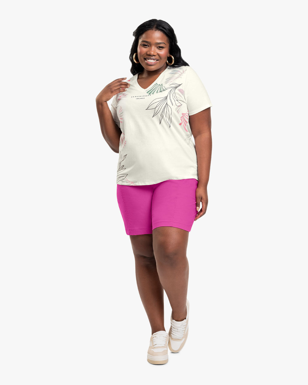 Bermuda Feminina Plus Size em Alfaiataria - Cereja Rosa - Violet