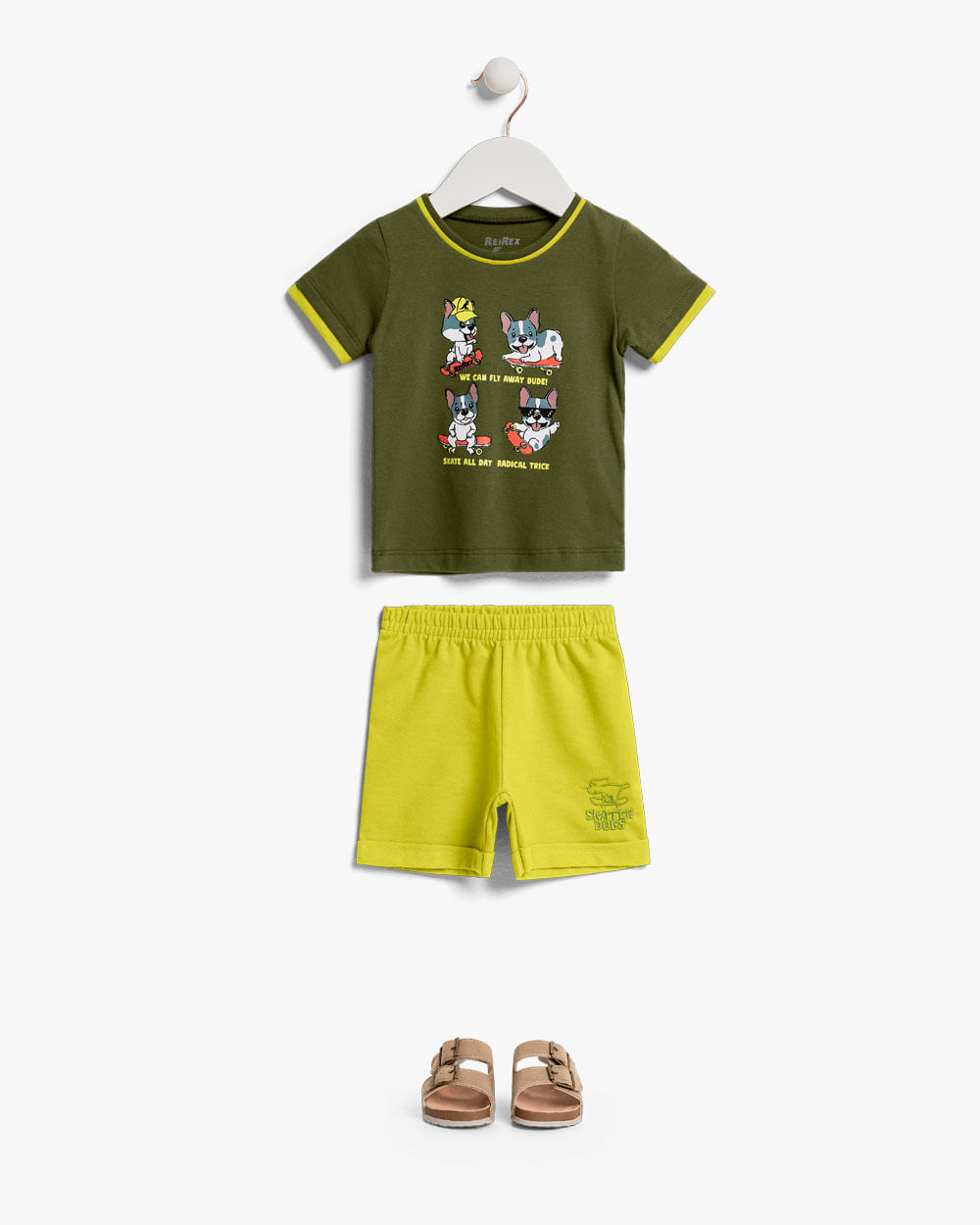 Conjunto Curto Bebê Menino Estampa Cachorrinho - ReiRex - Oliveira