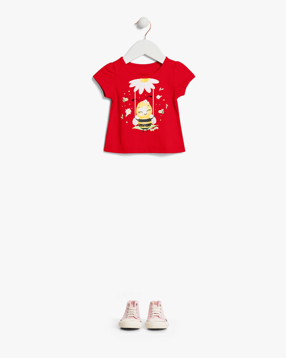 Blusa Bebê Menina em Meia Malha Estampa Abelhinha - Kely Kety -Tomato