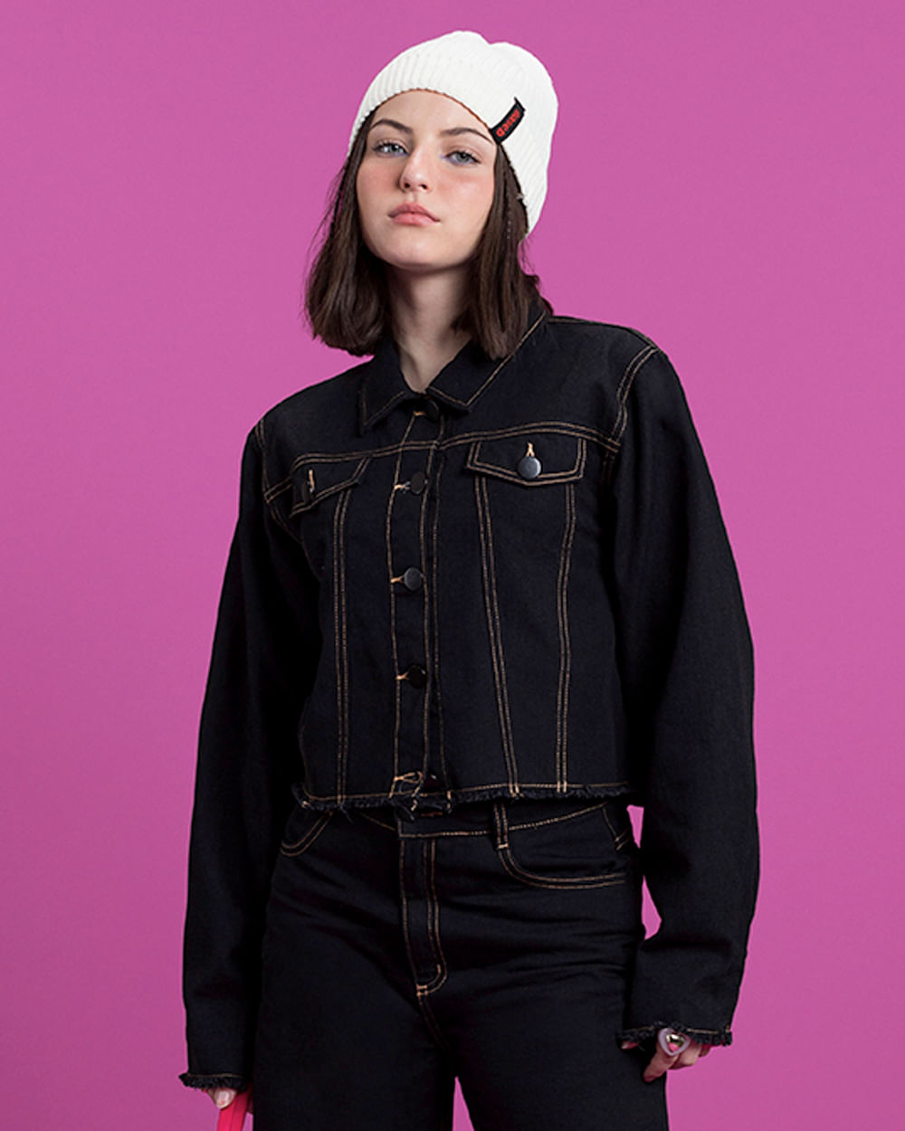 Jaqueta Jeans Juvenil Feminina Based Botões