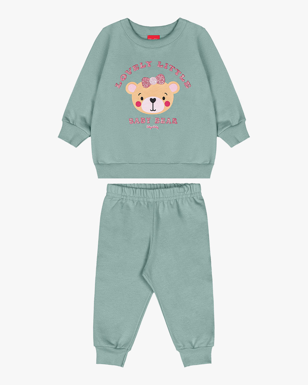 Conjunto Bebê Menina Blusão com Estampa e Calça - Kely Kety - Verde