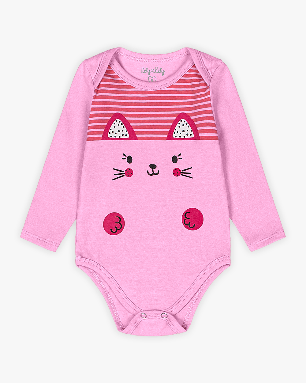 Body Bebê Menina Manga Longa Estampa Coelinho - Kely Kety - Rosa
