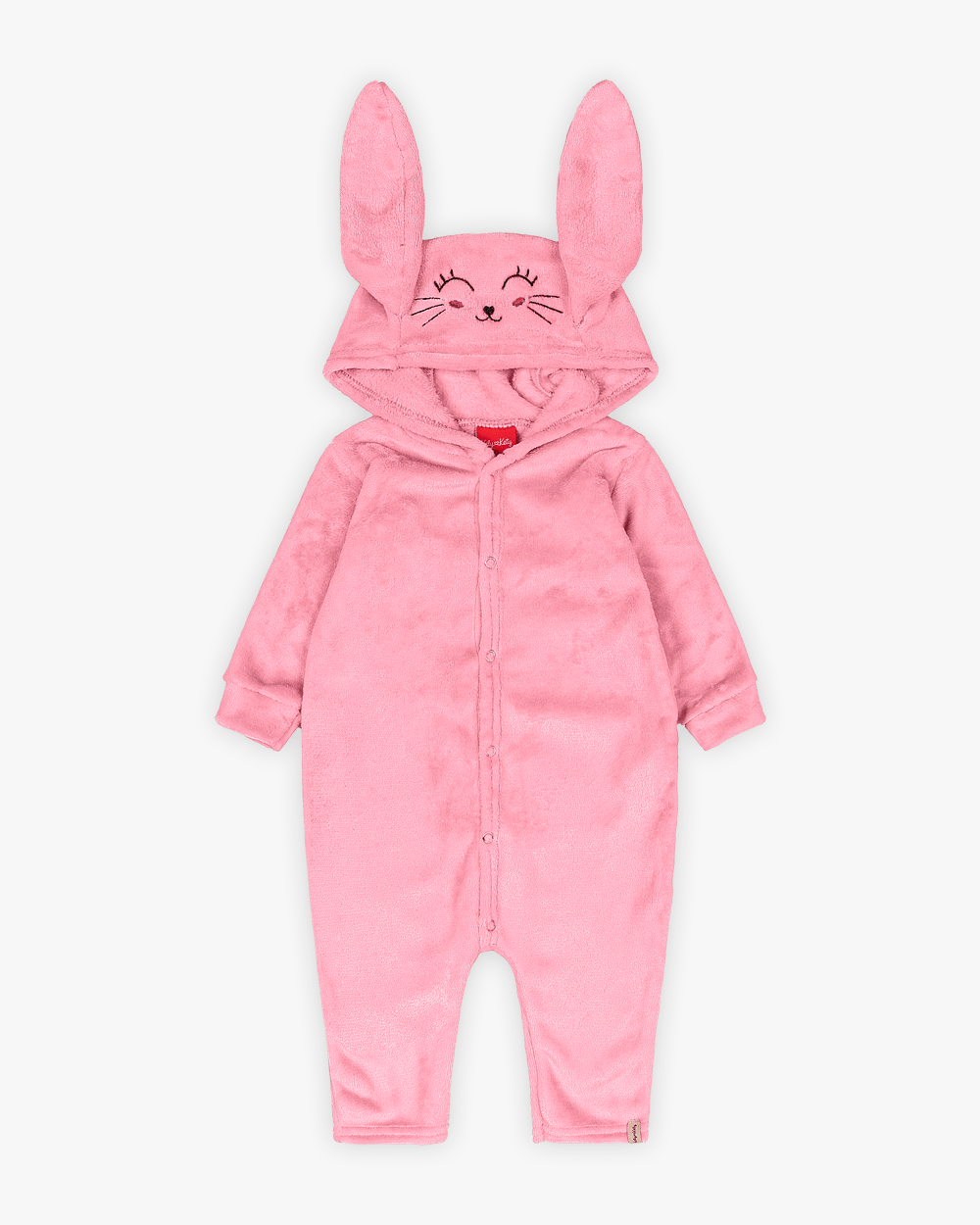 Macacão Bebê Menina Coelinho em Pelúcia - Kely Kety - Rosa