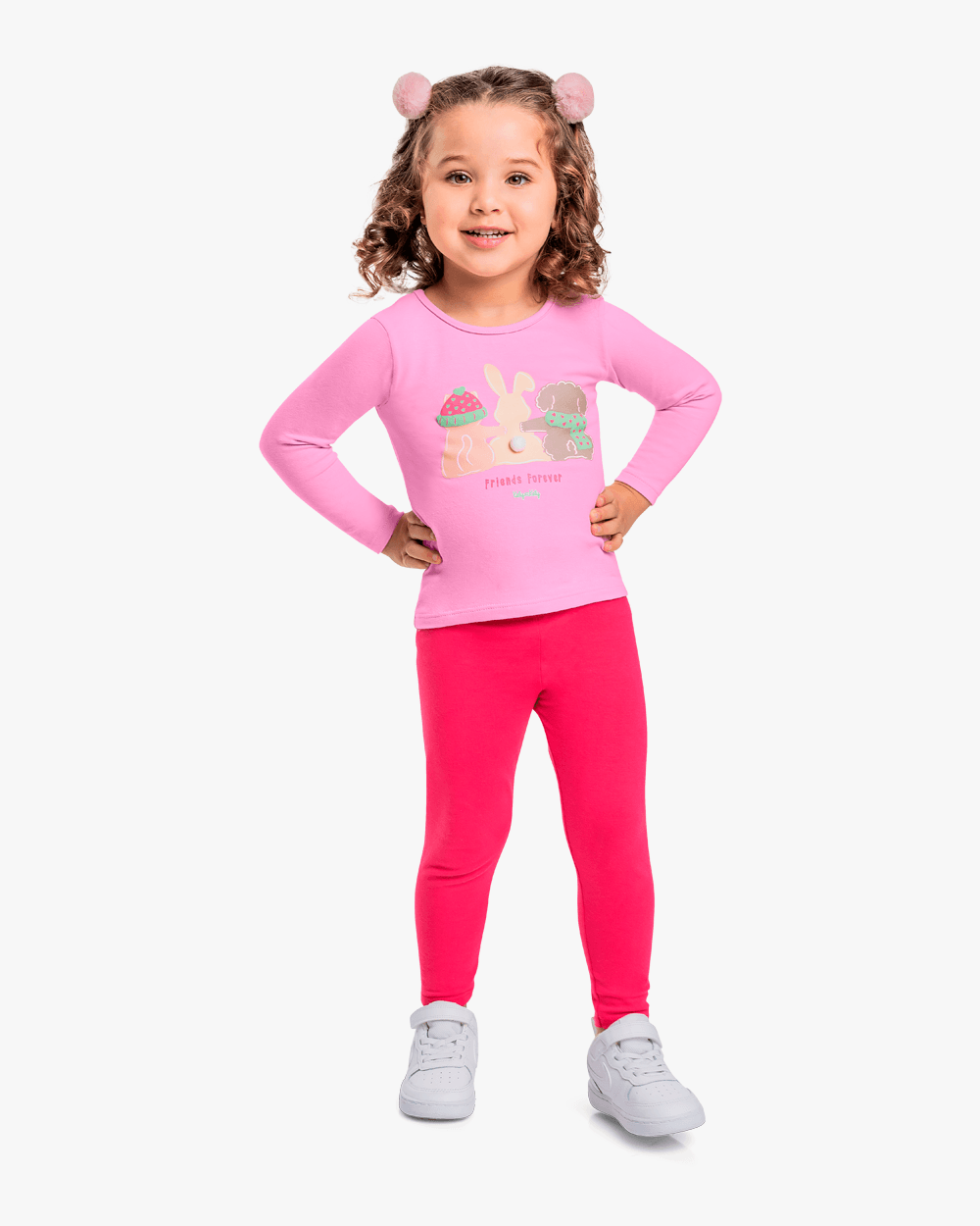 Blusa Infantil Manga Longa Estampa Coelinho - Kely Kety - Rosa