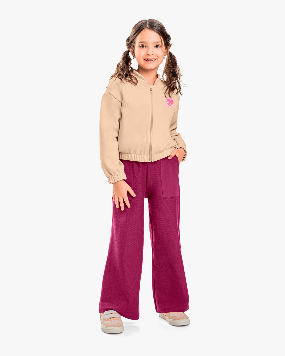 Calça Wide Leg Infantil Menina em Moletom - Kely Kety - Deserto