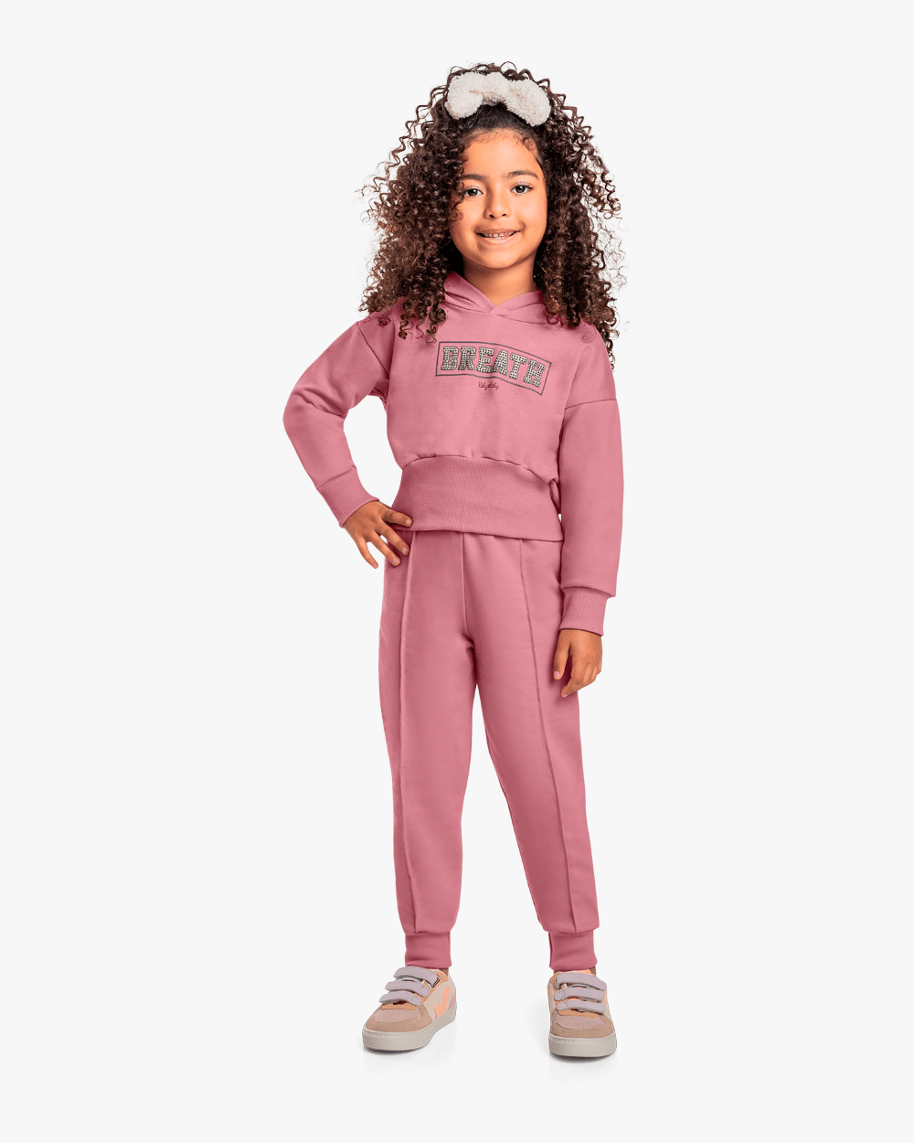 Conjunto Infantil Menina Blusão com Capuz e Calça - Kely Kety - Rose