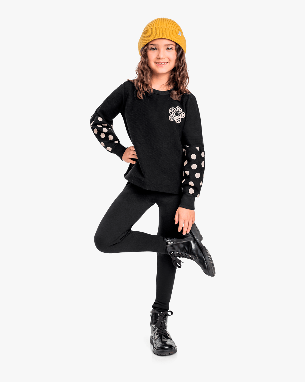 Conjunto Infantil Menina Blusão e Legging - Kely Kety - Preto