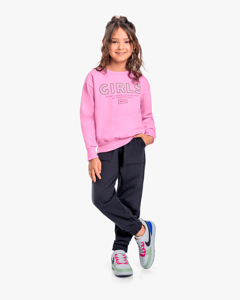 Blusão Infantil Menina em Moletom com Estampa - Kely Kety - Rosa