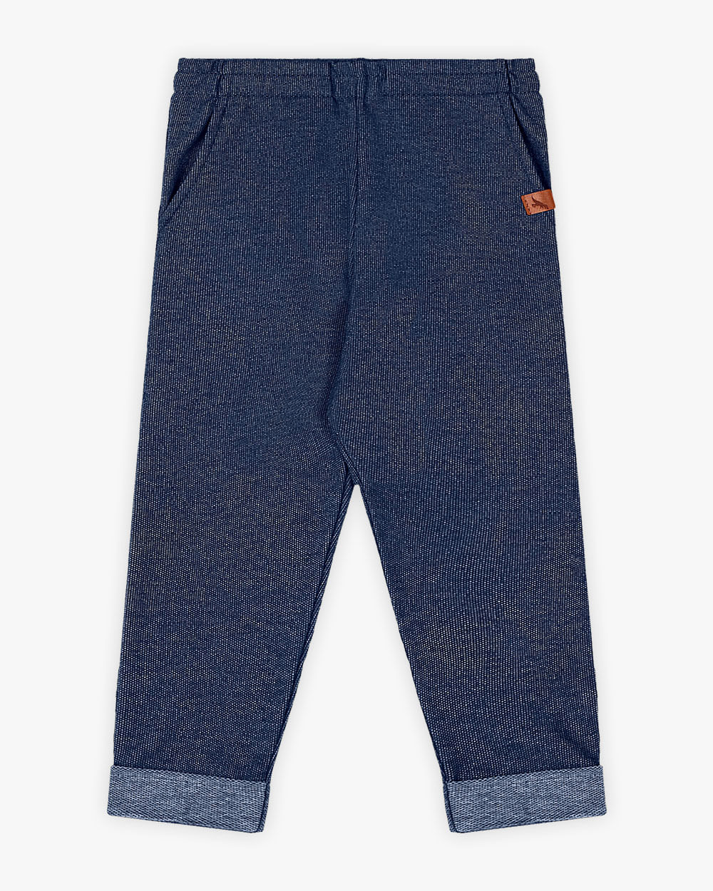 Calça Infantil Menino em Moletom Jeans com Bolso - ReiRex - Azul