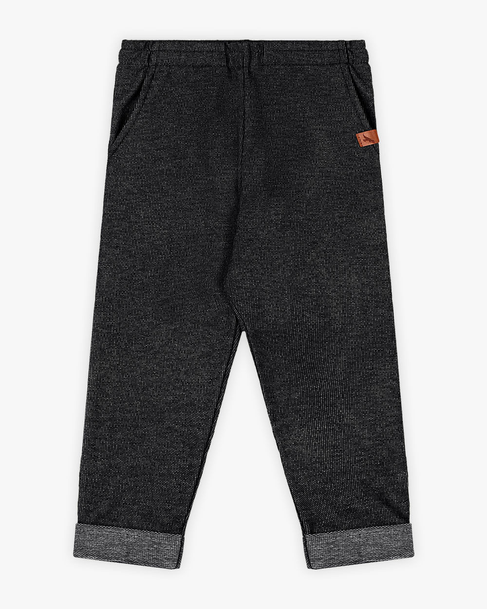 Calça Infantil Menino em Moletom Jeans com Bolso - ReiRex - Preto