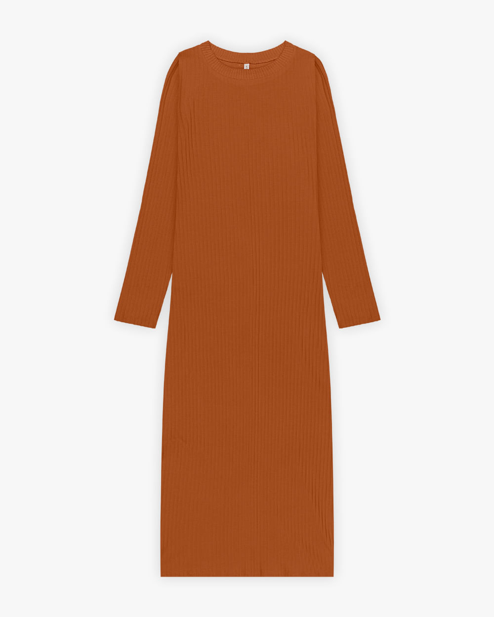 Vestido Midi Canelado com Manga Longa - Cereja Rosa - Inca