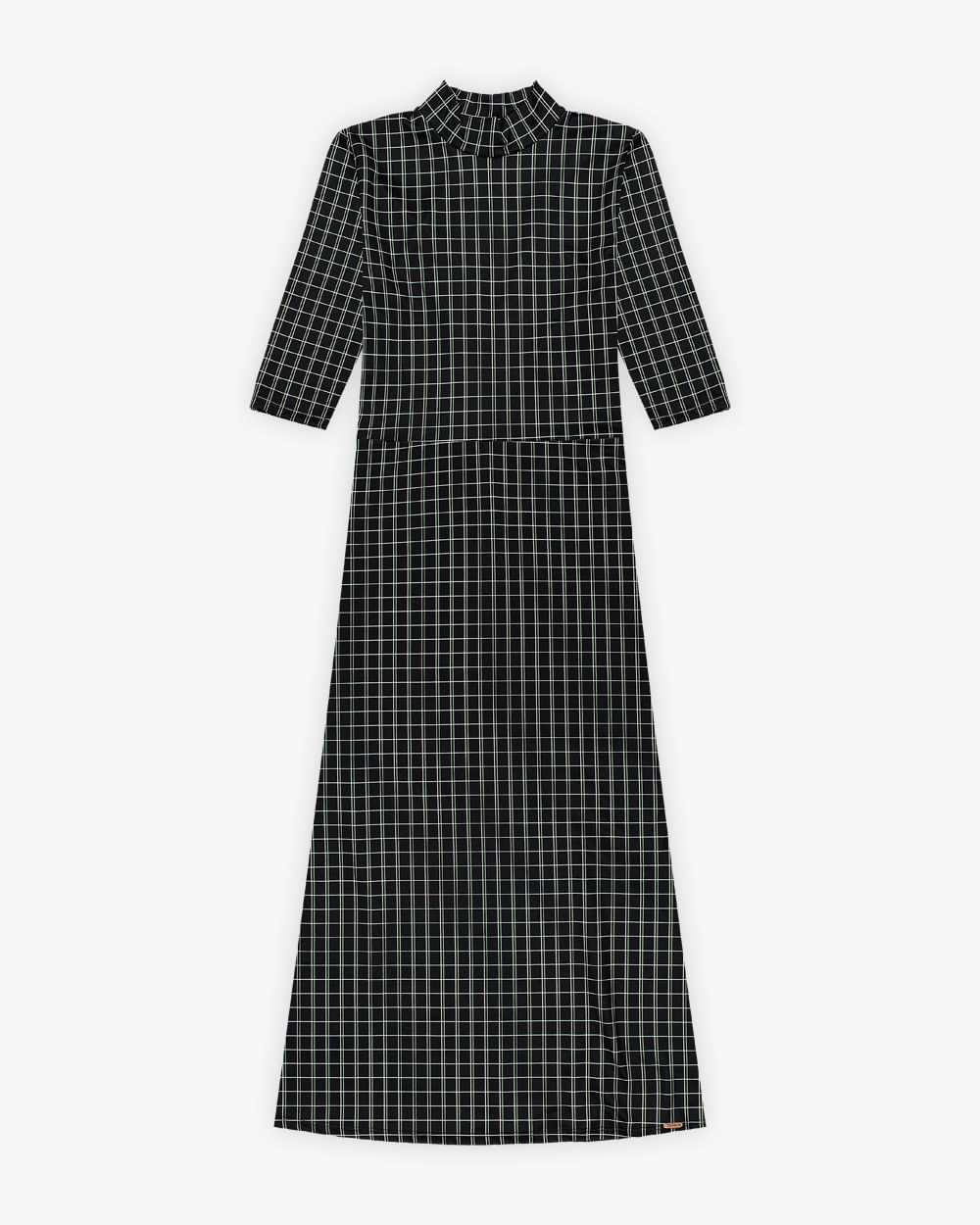 Vestido Midi Estampado em Malha Felpada - Cereja Rosa - Preto