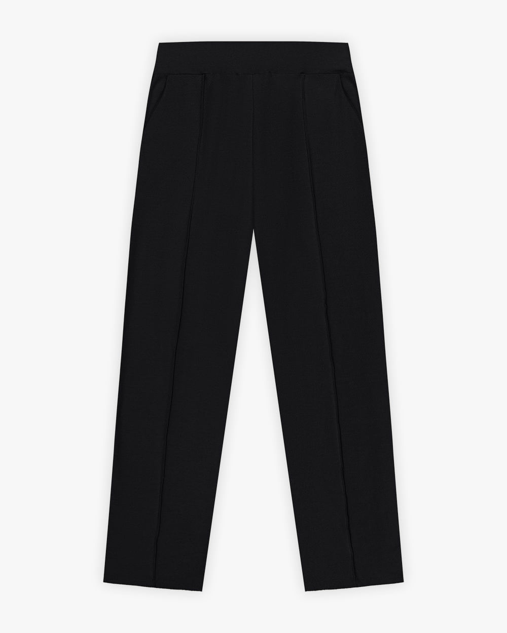 Calça Feminina Moletinho Sarjado com Bolsos - Cereja Rosa - Preto