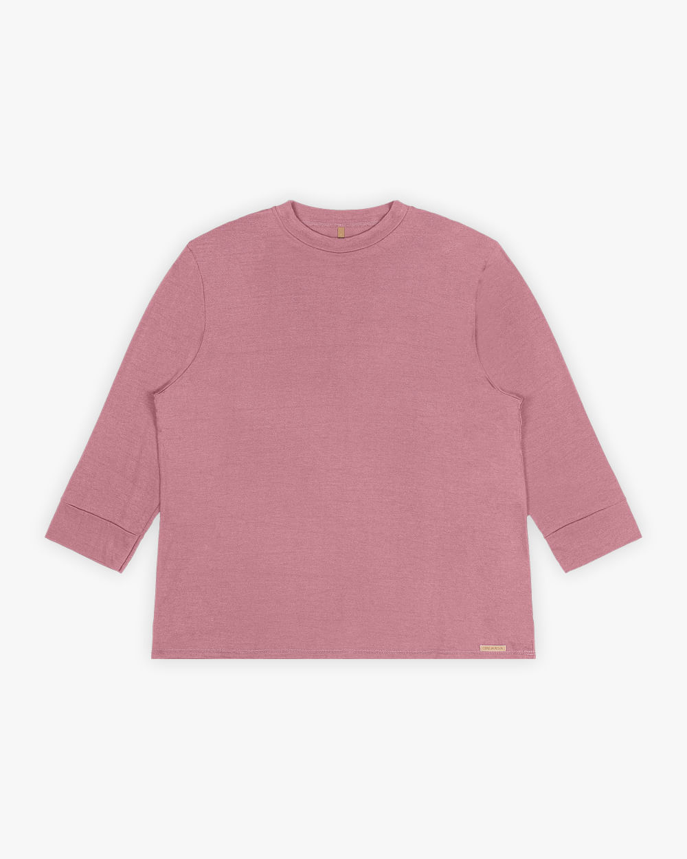 Blusa Básica Plus Size Manga 3/4 em  Viscose Crepe - New Rose