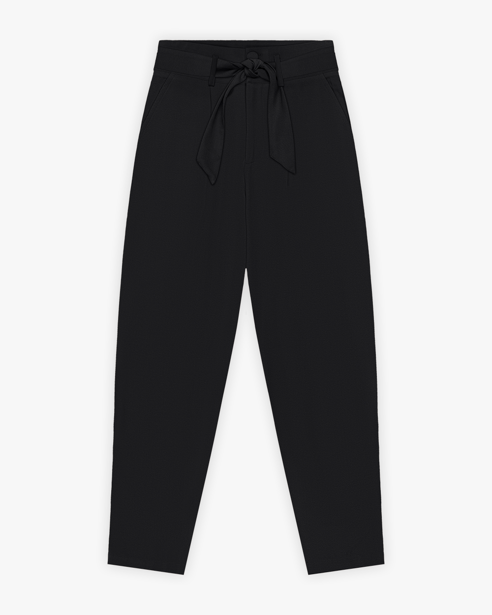 Calça Feminina em Alfaitaria com Amarração - Cereja Rosa - Preto